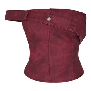 Burgundy Off-Shoulder Corset Top